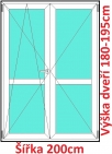 Dvoukřídlé balkonové dveře s příčkou OS+O SOFT 200x180-195cm